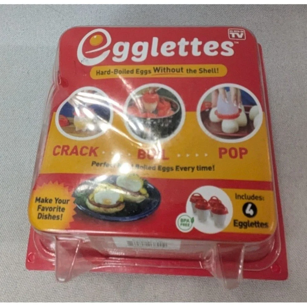 Egglettes Egg Cooker Pods Unisex OS Red New 4-Pack Hard Boiled No Shell ASOTV